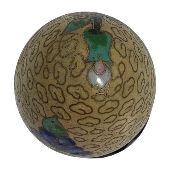 VTG Chinese Cloisonne Floral Enameled Egg Ornament Easter Gold Filigree + Base - Picture 6 of 9